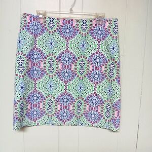 TALBOTS WOMENS SKIRT WOMENS SZ 10 GREEN PINK BLUE PREPPY